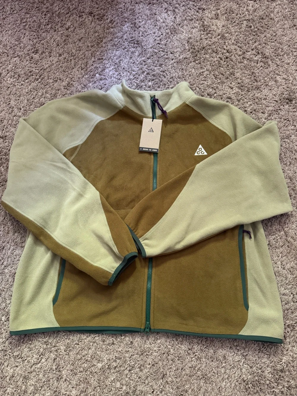Nike ACG Wolf Tree Polartec Full Zip Fleece Jacket Olive Flak IF0964-368X- Large